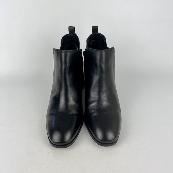 Lucky Brand Womens Debruh Black Leather Heeled Bootie Chunky Ankle Boots size 10 - Picture 2 of 16